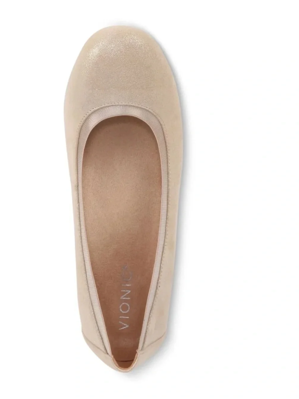 Vionic Anita Light Gold Suede Comfortable Flats Women’s Size 7